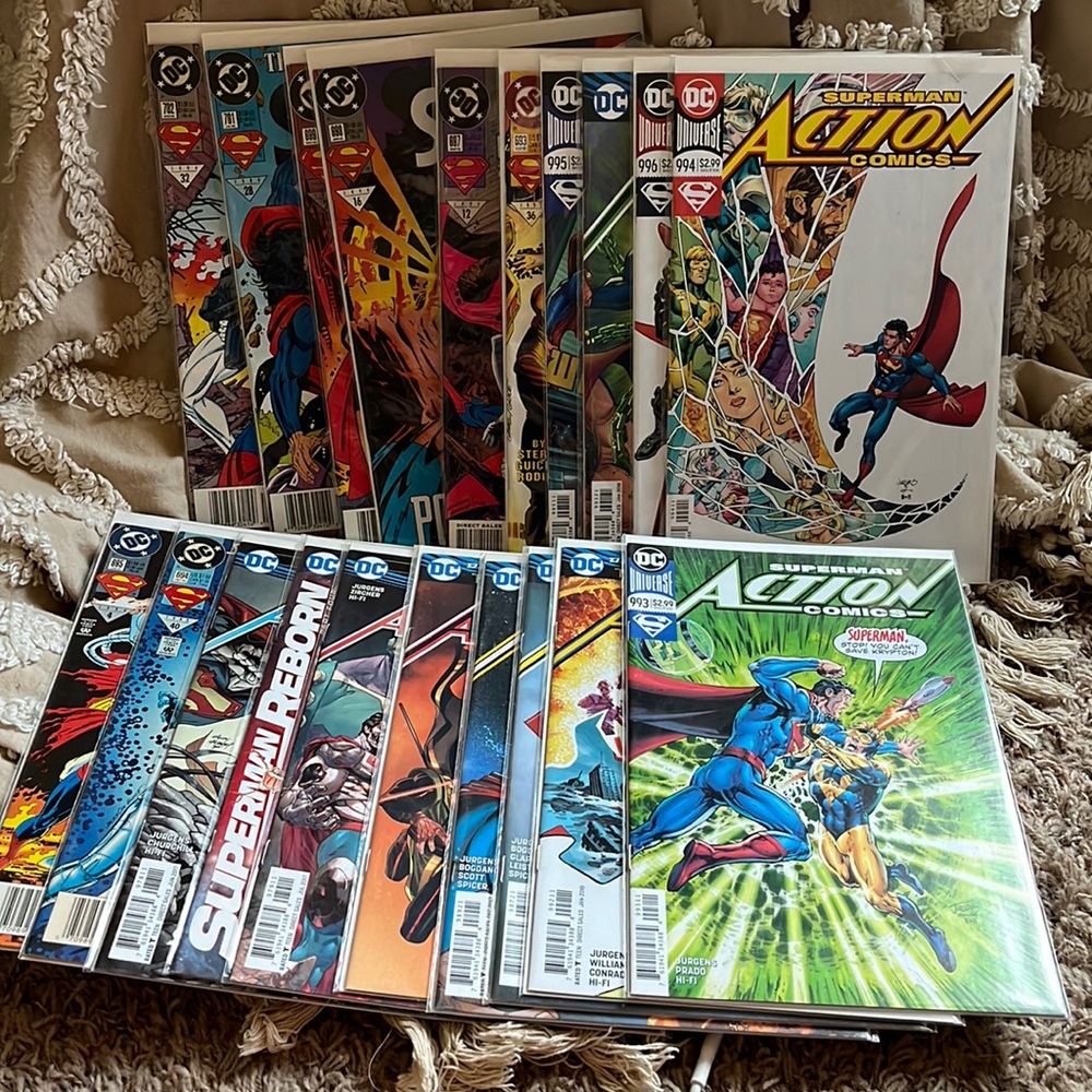 20 Superman in Action comics. New in plastic pockets.
